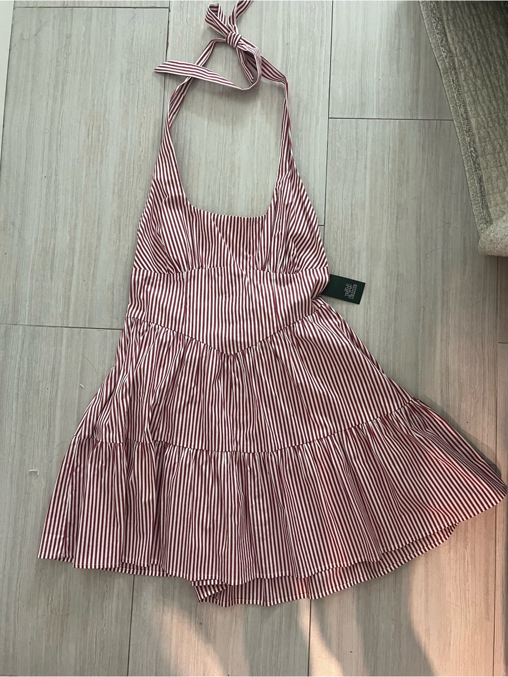 Red & White Striped Mini Dress